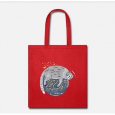 Cat Doodle Drawing Red Tote Bag